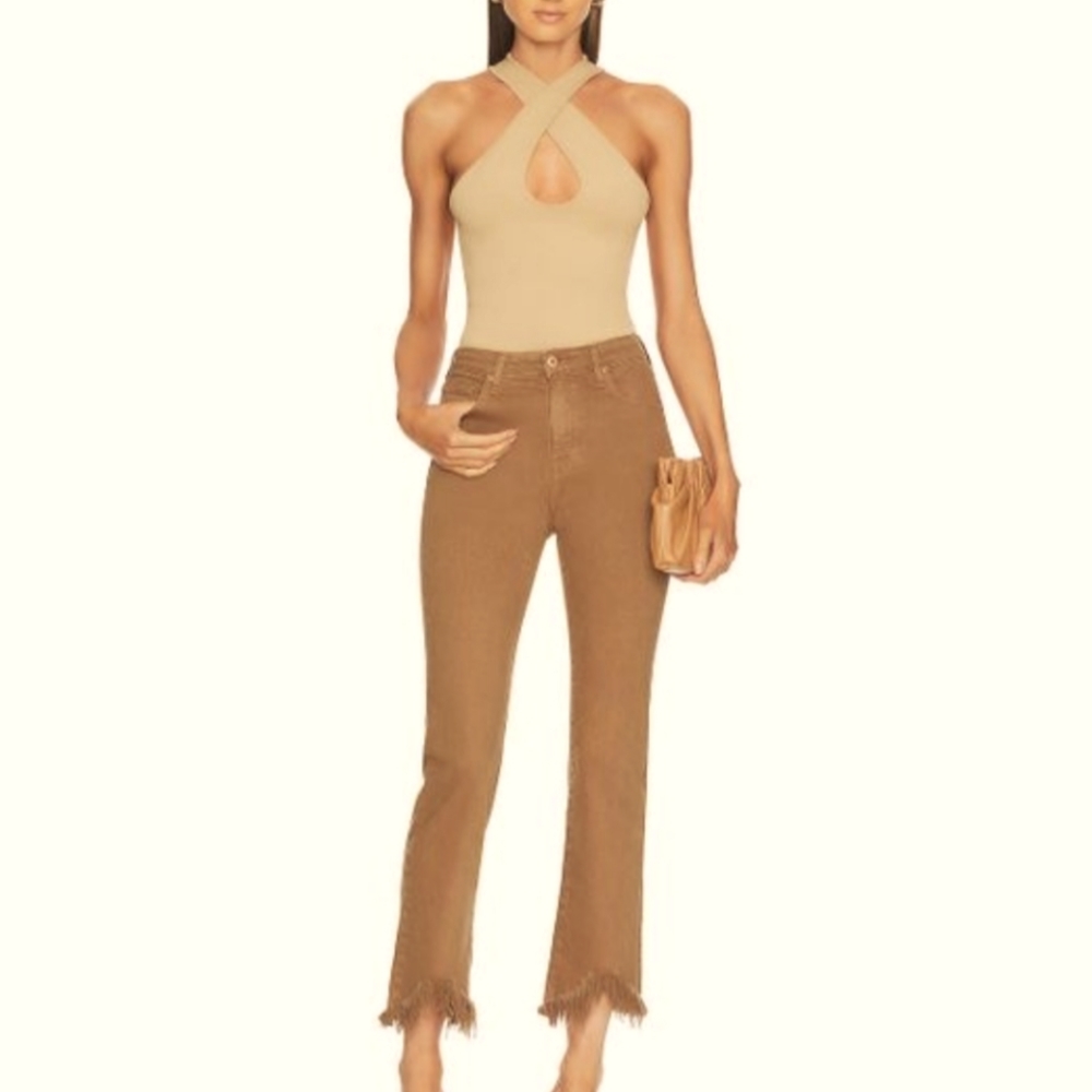 Women's Johnathan Simkhai River Brown high-waist Straight Crop Fringe Jeans